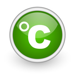 celsius green circle glossy web icon on white background