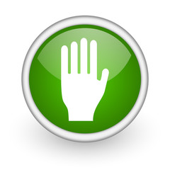 Obraz premium stop green circle glossy web icon on white background