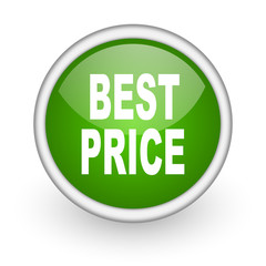 best price green circle glossy web icon on white background