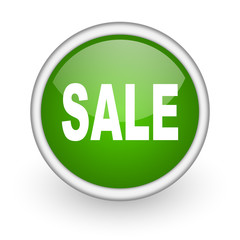 sale green circle glossy web icon on white background
