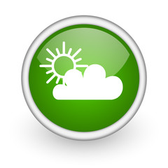 weather forecast green circle glossy web icon