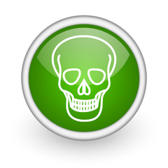 Fototapeta premium skull green circle glossy web icon on white background