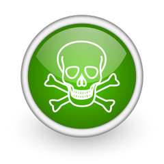 skull green circle glossy web icon on white background