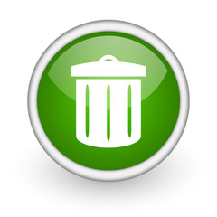 recycle green circle glossy web icon on white background
