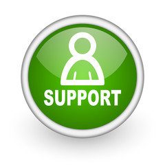 support green circle glossy web icon on white background