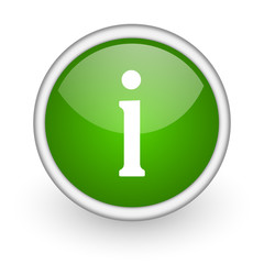 information green circle glossy web icon on white background