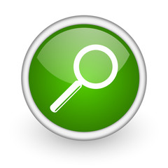 search green circle glossy web icon on white background