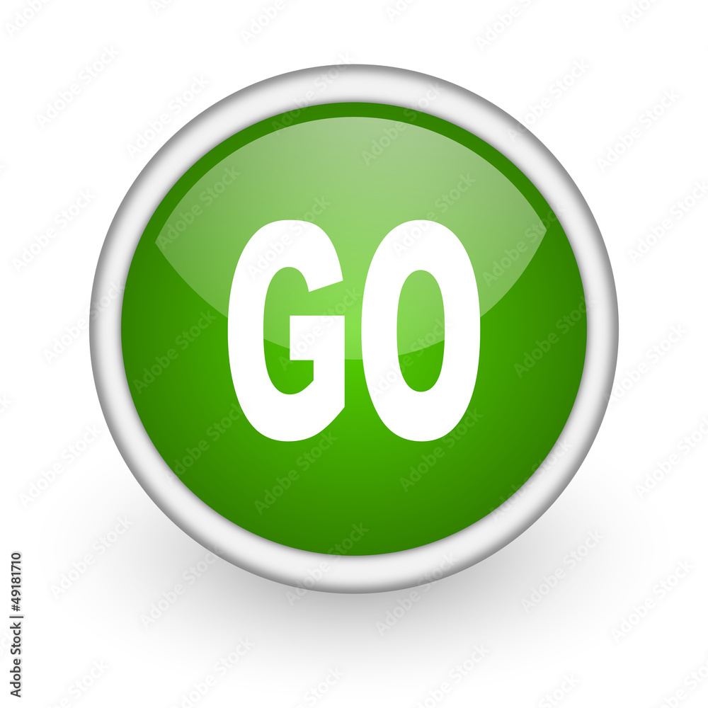 Poster go green circle glossy web icon on white background