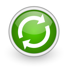 reload green circle glossy web icon on white background