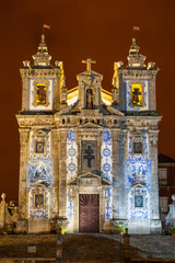 Church of Santo Ildefonso at night, Porto, Portugal