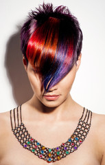 portrait of a beautiful girl with dyed hair
