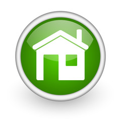 home green circle glossy web icon on white background