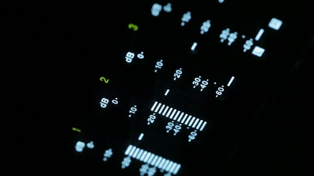 Macro shot of the broadcast video player equalizer