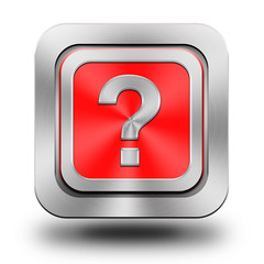 Question mark aluminum glossy icon, button