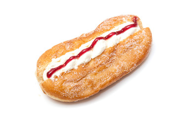 Cream doughnut isolated on a white background.