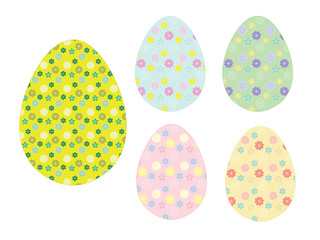 set of Easter painted eggs with flowers pattern