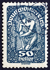 Postage stamp Austria 1919 Man, Allegory of New Republic