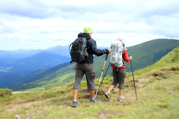 Summer hiking in the mountains.
