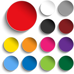 Set of Colorful Paper Circle Sticker Buttons