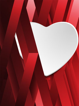Hidden White Heart on Geometric Red Background