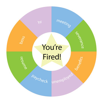 You're Fired circular concept with colors and star