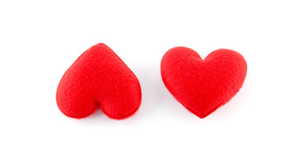 Two hearts together, isolated on white background