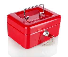 Closed red case isolated on white