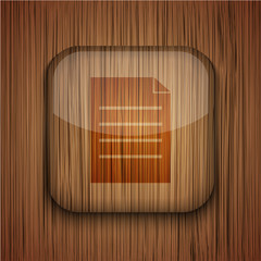 Vector wooden app icon on wooden background. Eps10