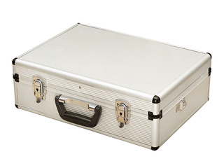 gray metal suitcase