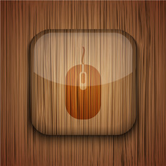 Vector wooden app icon on wooden background. Eps10