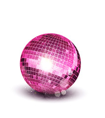 Vector pink disco ball on a white background
