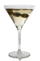Cocktail glass and olive