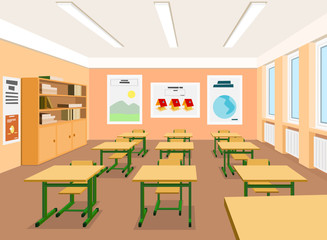 Vector illustration of an empty classroom