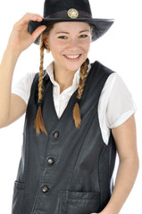 Junge Frau im Cowboy-Kostüm