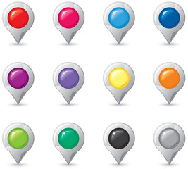Set of round 3D map pointers