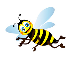 Cute bright funny bee, vector illustration isolated on white