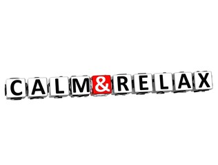 3D Calm and Relax Crossword Block text on white background