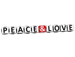 3D Peace and Love Crossword Block text on white background