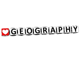 3D I Love Study Geography Button Block text on white background