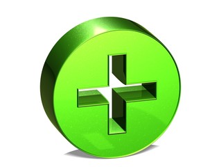 3D Plus Red Sign over white background