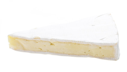 A piece of soft brie cheese