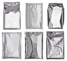 white silver aluminum paper bag package food template