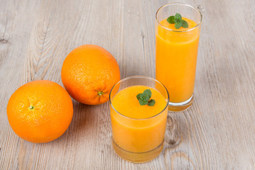 Fresh orange and ginger smoothie drink