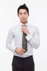 Young Asian business man ready for go to work.