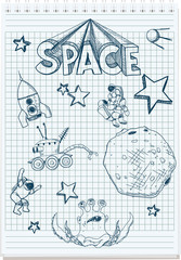 Obraz premium sketch illustration of space themed