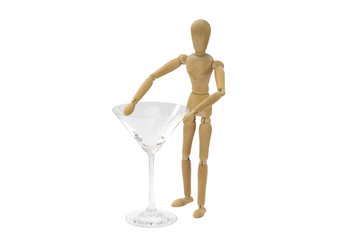 Wooden female doll in action