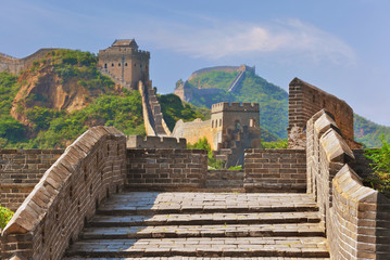 Fototapeta premium Great Wall of China in Summer with beautiful sky