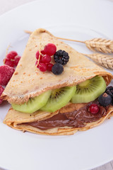pancake with fruit and chocolate