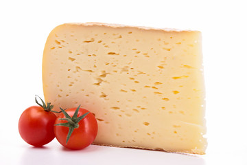 isolated cheese and cherry tomato