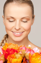 Fototapeta premium woman with red flowers
